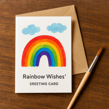 Hand-Painted Greeting Card – “Rainbow Wishes” Series